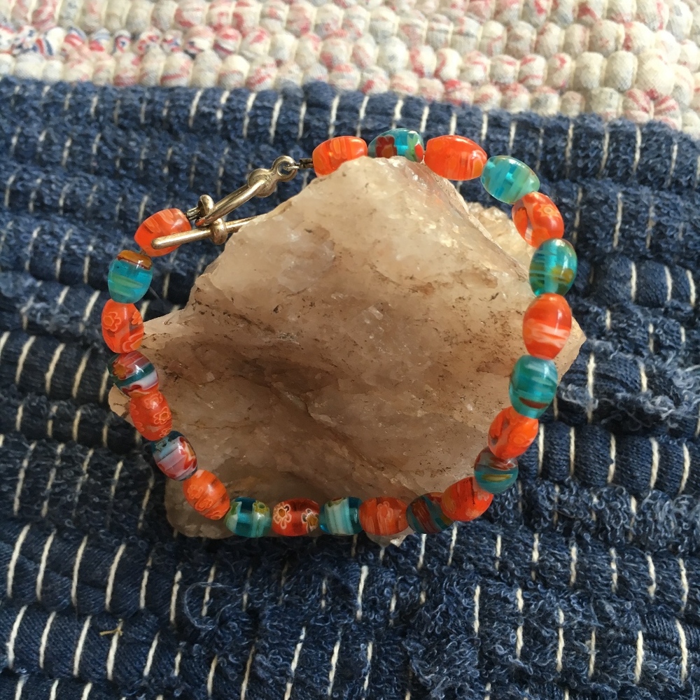 Beautiful Handmade Painted Glass bead Bracelet